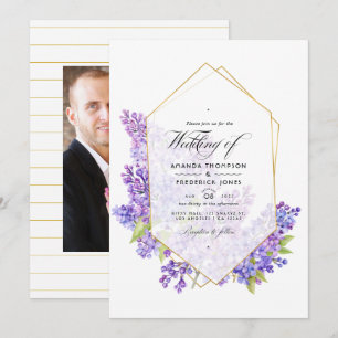 Pastell Violett und Gold geometrische Herbarium-Ho Einladung