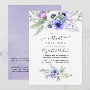 Pastell-Violette Blumen-Hochzeit online Einladung