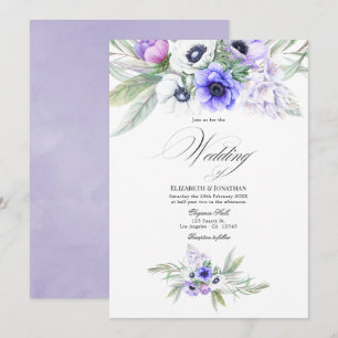 Pastell-Violette Blumige Hochzeit Einladung