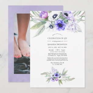 Pastell-Violette Florale Lebensfeier-Foto Einladung