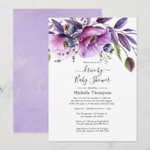 Pastell-Violette-Mohn-Blumen-Drive-By-Dusche Einladung