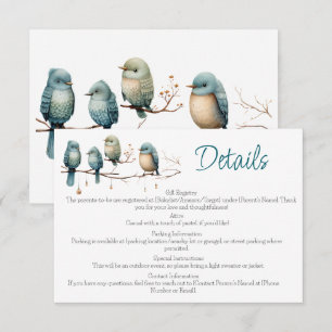 Pastell-Vogel-Baby-Party Details-Karteinlage Begleitkarte