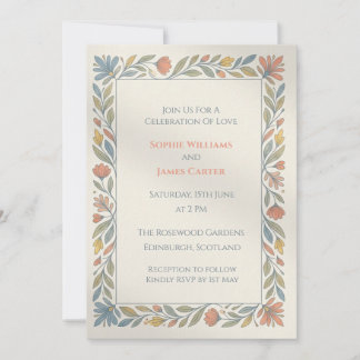 Pastell-Volks-Blumen-Hochzeitseinladung Einladung
