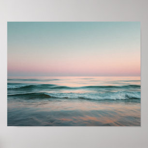 Pastell-Wandbild Ozeanwellen   Ruhige Meereslandsc Poster