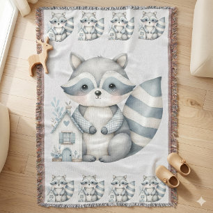 Pastell-Waschbären-Cottage Neutrale Waldszene Decke