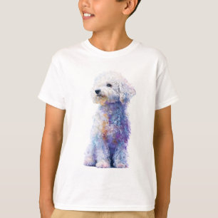 Pastell-Wasserfarbe Lockige Pudel-Illustration Kin T-Shirt