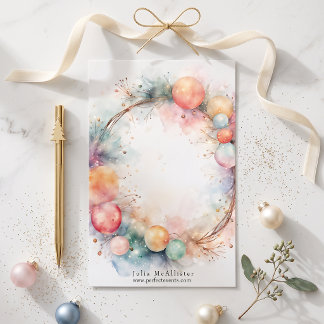 Pastell-Wasserfarbe-Ornament-Kranz Winter-Feiertag Briefpapier