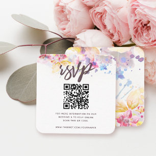 Pastell-Wasserfarbe RSVP-QR-Code Begleitkarte
