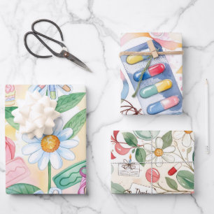Pastell-Wasserfarben-Apotheke Danke Apotheker-Held Geschenkpapier Set