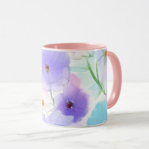 Pastell-Wasserfarben-Blumen-Kombination Tasse