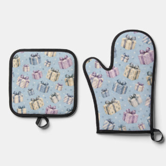 Pastell-Wasserfarben-Geschenkbox-Muster Ofenhandschuh & Topflappen-Set