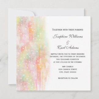 Pastell-Wasserfarben-Herzen Hochzeitskarten Einladung
