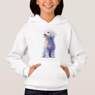 Pastell-Wasserfarben-Lock-Pudel-Illustration Kinde Hoodie