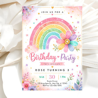 Pastell-Wasserfarben-Mädchen-Party Einladung