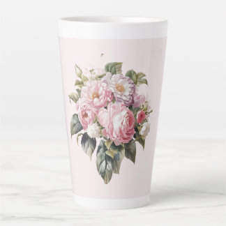 Pastell-Wasserfarben-Pfingstrosen-Blumenstrauß-Des Milchtasse