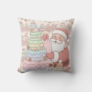 Pastell-Wasserfarben-Santa's-Sweet-Shop-Torte Kissen