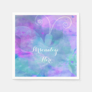 Pastell-Wasserfarben-Schmetterling Personalisierte Serviette