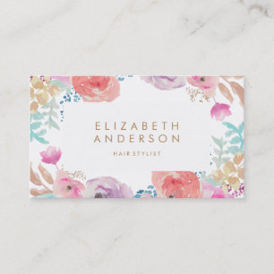 Pastell Watercolor Blume Business Card Visitenkarte