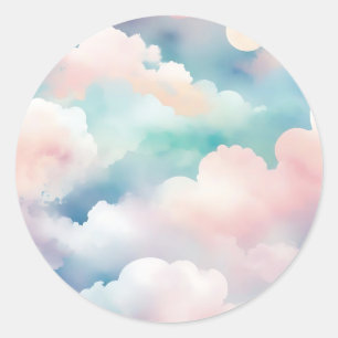 Pastell Watercolor Cloudscape Pattern Runder Aufkleber