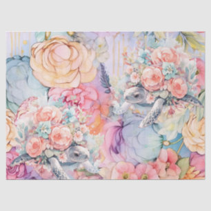 Pastell Watercolor Floral Sea Turtles Seidenpapier