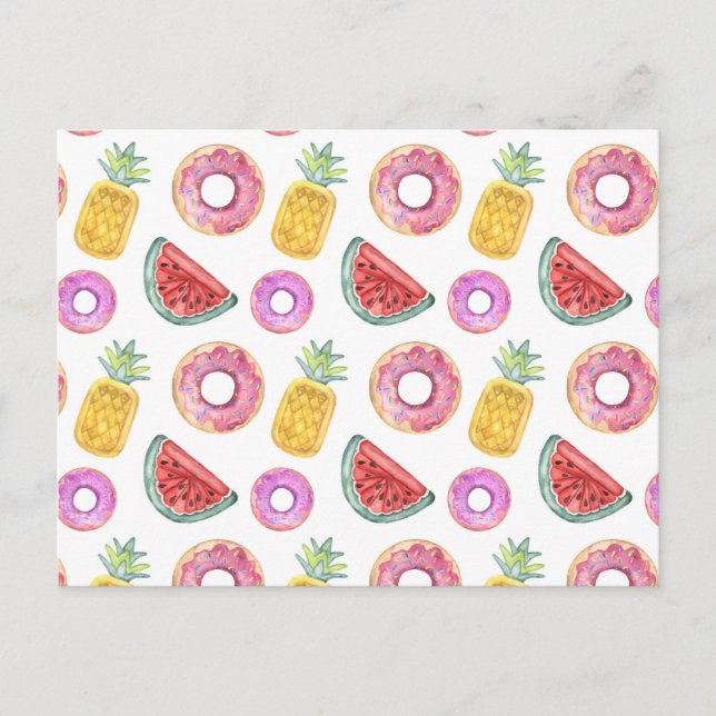 Pastell Watercolor Pool Float Muster Postkarte (Vorderseite)