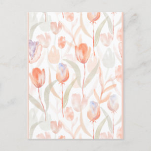 Pastell Watercolor Tulips Muster Postkarte