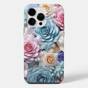 PASTELL-WATTFARBEN 3D-OPTIK ROSEN iPhone 14 PRO MAX  HÜLLE