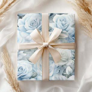 Pastell-Weich-Blau-Rosen-Braut-Hochzeit Geschenkpapier