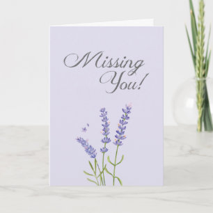 Pastell-Weiche-Lavendel-Blume-Vermisse-Dich-Grußka Karte