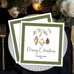 Pastell-Weihnachtsbaum-Minimal-Familienname-Tischd Serviette