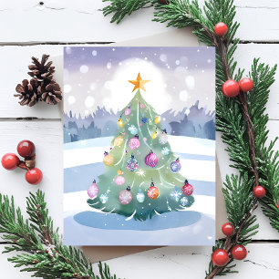 Pastell-Weihnachtsbaum-Wasserfarbe gemalt fröhlich Feiertagskarte