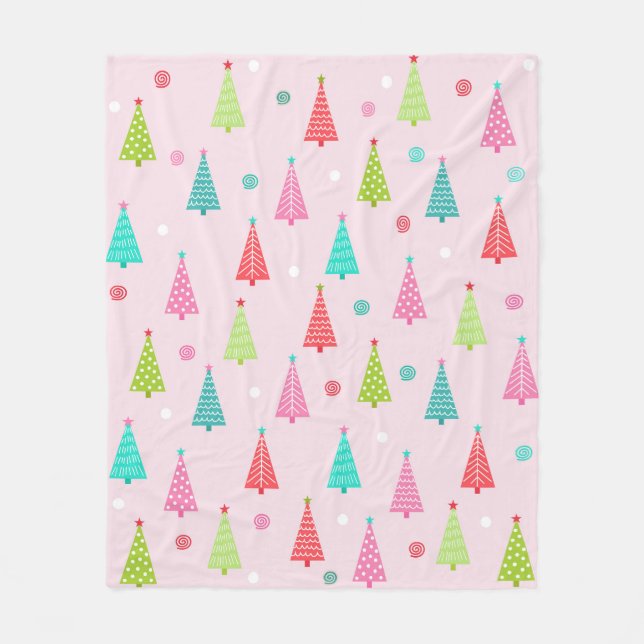 Pastell-Weihnachtsbäume-Fleece-Decke Fleecedecke (Vorderseite)