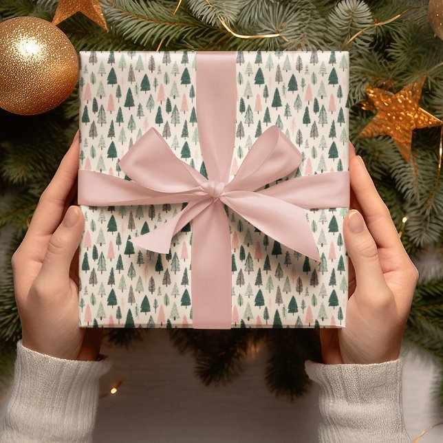 Pastell-Weihnachtsbäume-Wrap-Papier Geschenkpapier (Von Creator hochgeladen)