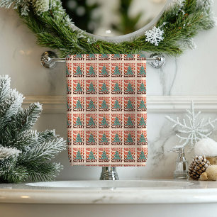 Pastell-Weihnachtshandtücher Groovy 70er Jahre Vin Badhandtuch Set