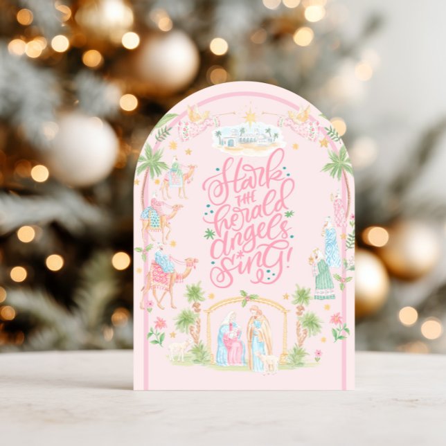 Pastell-Weihnachtskarte mit Geburt Christi Einladung (Von Creator hochgeladen)