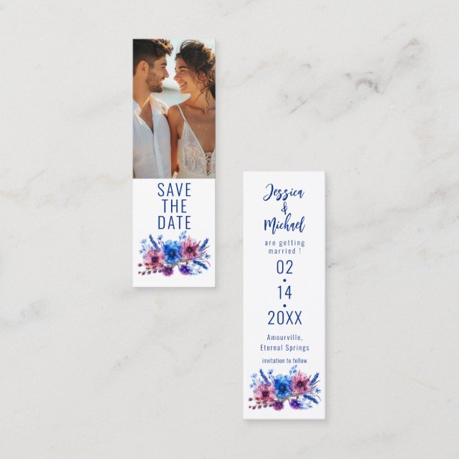 Pastell Whispers Meadow Lesezeichen Save the Date  Telefonnummerkarte (Vorne/Hinten)