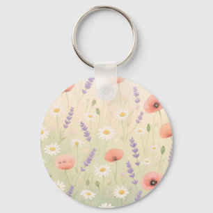 Pastell-Wiesen-Blumenmuster - Sanfte Blütenpracht Schlüsselanhänger