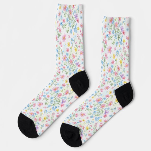 Pastell-Wiesenblumen-Muster Socken (Linkes Detail)