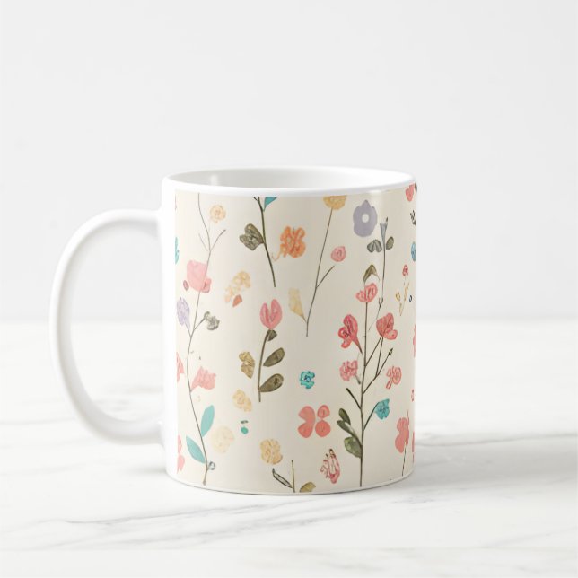 Pastell-Wiesenblumenwiese Kaffeetasse (Links)