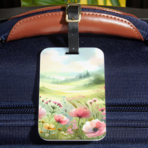 Pastell-Wiesenlandschaft mit Wildblumen Gepäckanhänger