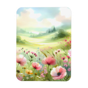 Pastell-Wiesenlandschaft mit Wildblumen Magnet