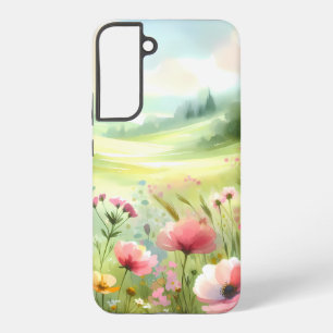 Pastell-Wiesenlandschaft mit Wildblumen Samsung Galaxy Hülle