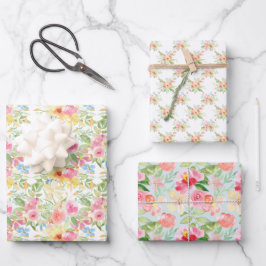 Pastell-Wildblume Blumenmuster Geschenkpapier Set
