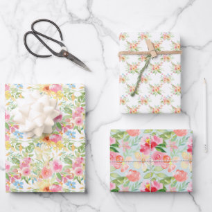 Pastell-Wildblume Blumenmuster Geschenkpapier Set