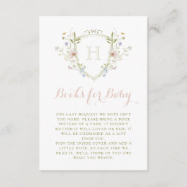 Pastell Wildblume Monogram Wappen Books for Baby Begleitkarte