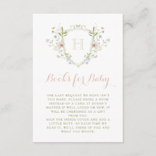 Pastell Wildblume Monogram Wappen Books for Baby Begleitkarte