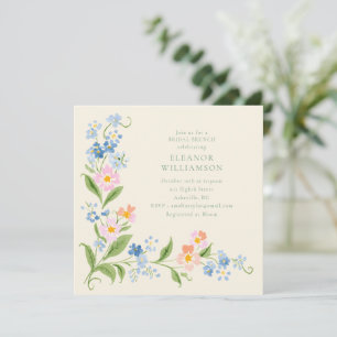 Pastell-Wildblumen-Aquarell-Blumen-Hochzeits-Brunc Einladung