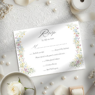 Pastell-Wildblumen-Aquarell-Blumengarten-Hochzeit RSVP Karte