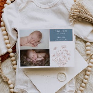 Pastell-Wildblumen-Baby-Foto-Ankündigungskarte Einladung
