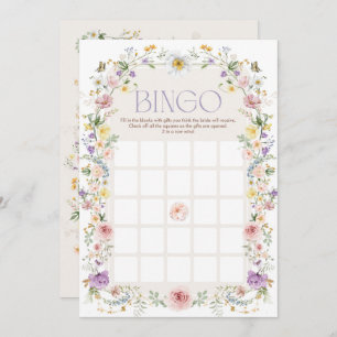 Pastell Wildblumen Bingo Brautparty Game Card Einladung